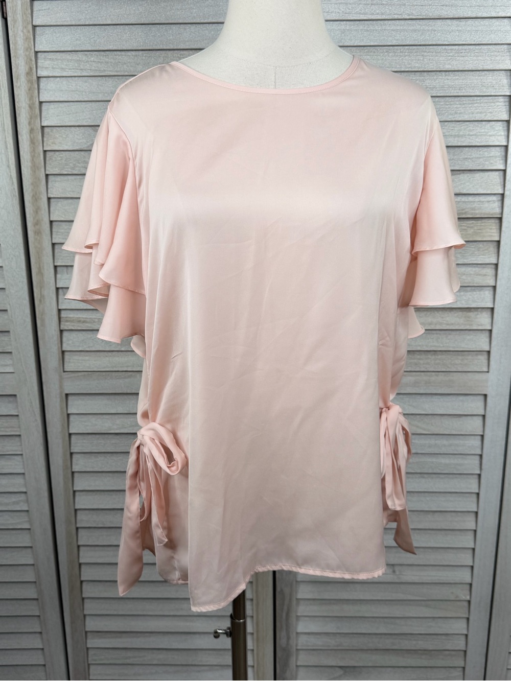 CAPSULE Romantic Ruffles Coquette Side Tie  Flutter Sleeve Blouse Pink-14